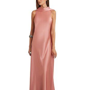 Reiss Fae Satin Cape Maxi Dress in Pink - New with tags
